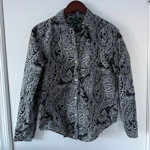 Ralph Lauren Black & White Paisley Button-Down | Classic & Polished